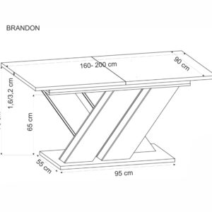 BRANDON pikendatav laud, tamm / must