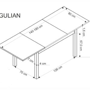 GULIAN pikendatav laud, tamm / must