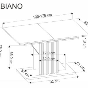 FABIANO pikendatav laud, tamm / must