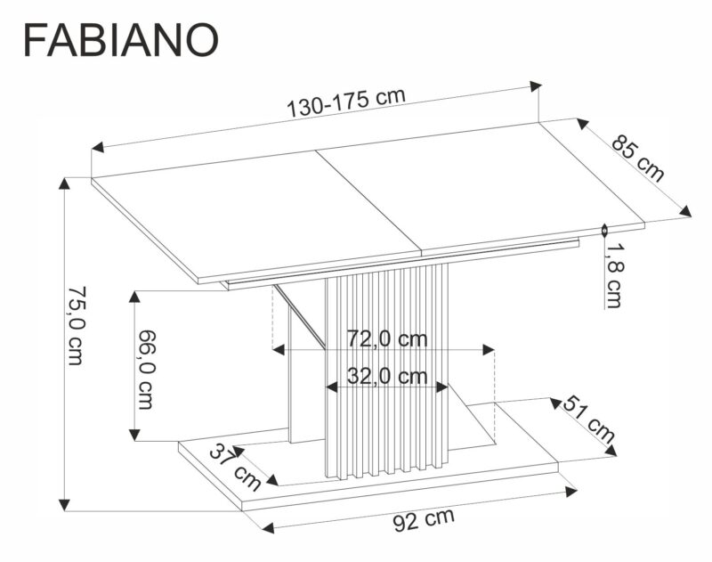FABIANO pikendatav laud, tamm / must
