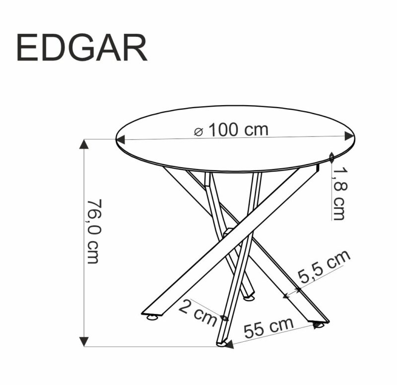 EDGAR söögilaud - pähkel, must