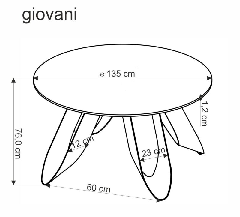GIOVANI ümarlaud, roheline marmor / must
