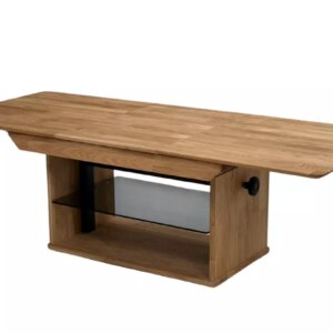 Pikendatav diivanilaud reguleeritava kõrguse ja klaasriiuliga