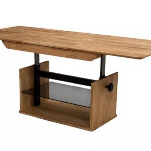 Pikendatav diivanilaud reguleeritava kõrguse ja klaasriiuliga