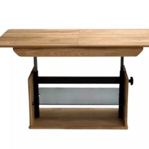 Pikendatav diivanilaud reguleeritava kõrguse ja klaasriiuliga