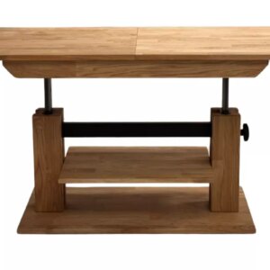 Pikendatav puidust diivanilaud riiuliga