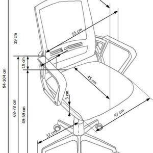 Kontoritool ASCOT, must / valge / hall