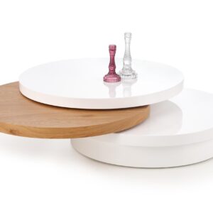 Kohvilaud MICHELLE, valge / kuldne tamm