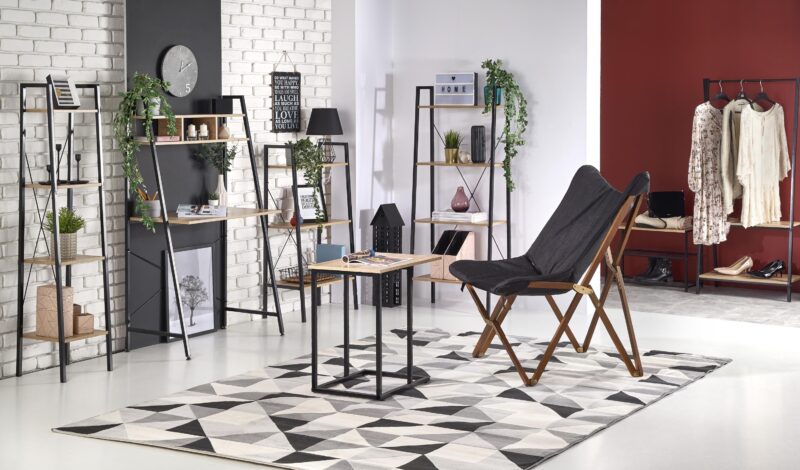 Riiul NARVIN REG1, must / sonoma tamm