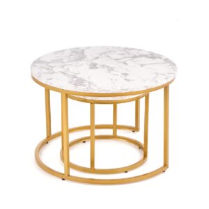 Kohvilaua komplekt PAOLA, kuldne / valge marmor