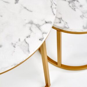Kohvilaua komplekt PAOLA, kuldne / valge marmor