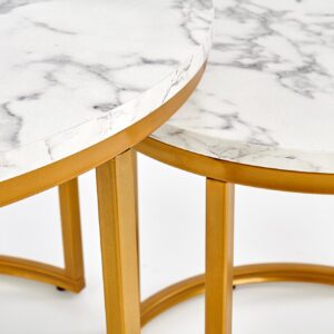 Kohvilaua komplekt PAOLA, kuldne / valge marmor