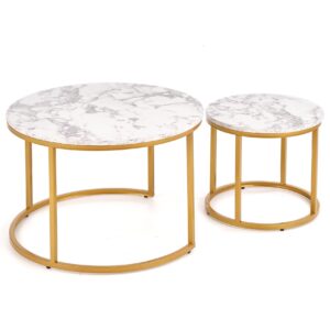 Kohvilaua komplekt PAOLA, kuldne / valge marmor