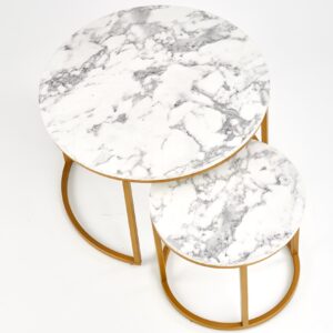 Kohvilaua komplekt PAOLA, kuldne / valge marmor