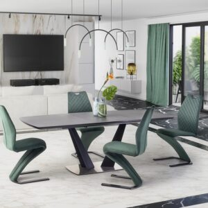 Pikendatav söögilaud FANGOR, tumehall / must