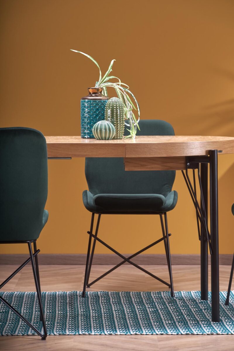 Pikendatav söögilaud INVERA, naturaalne tamm / must