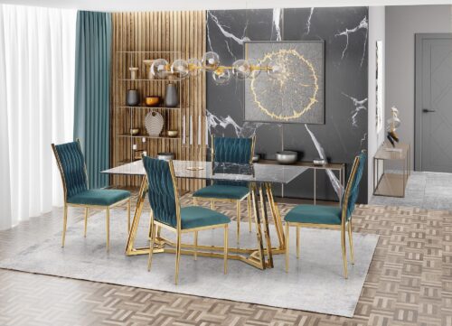 Söögilaud ORLANDO, must marmor / kuldne