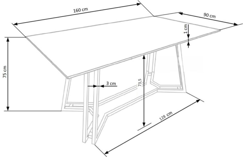 2010001182368_12 Söögilaud ORLANDO, must marmor / kuldne