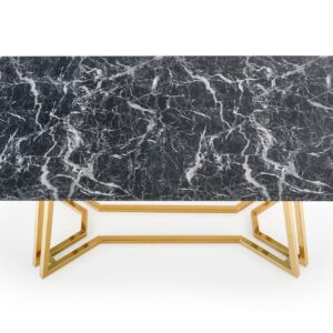 2010001182368_6 Söögilaud ORLANDO, must marmor / kuldne