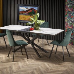 Pikendatav söögilaud DIESEL, valge marmor / tumehall / must