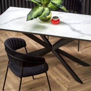 Pikendatav söögilaud DIESEL, valge marmor / tumehall / must