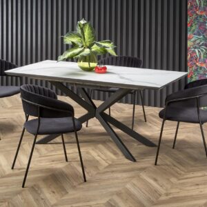 Pikendatav söögilaud DIESEL, valge marmor / tumehall / must