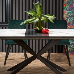 Pikendatav söögilaud DIESEL, valge marmor / tumehall / must