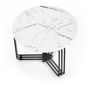 Kohvilaud ANTERA M, valge marmor / must