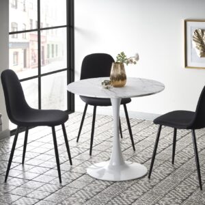 Söögilaud DENVER, valge marmor / valge