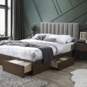 Voodi GORASHI, kangas hall, pähkel imitatsioon