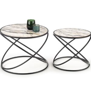 Kohvilaua komplekt SUSMAR, valge marmor / must