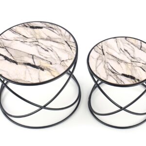 Kohvilaua komplekt SUSMAR, valge marmor / must