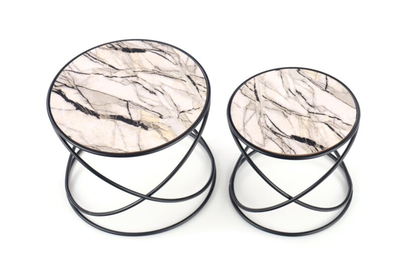 Kohvilaua komplekt SUSMAR, valge marmor / must