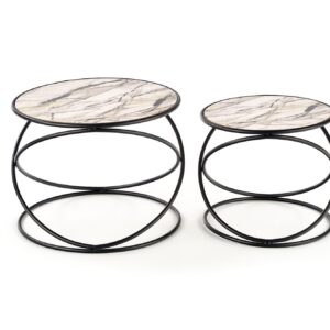 Kohvilaua komplekt SUSMAR, valge marmor / must