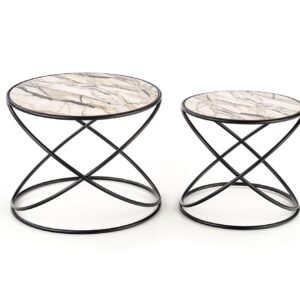 Kohvilaua komplekt SUSMAR, valge marmor / must