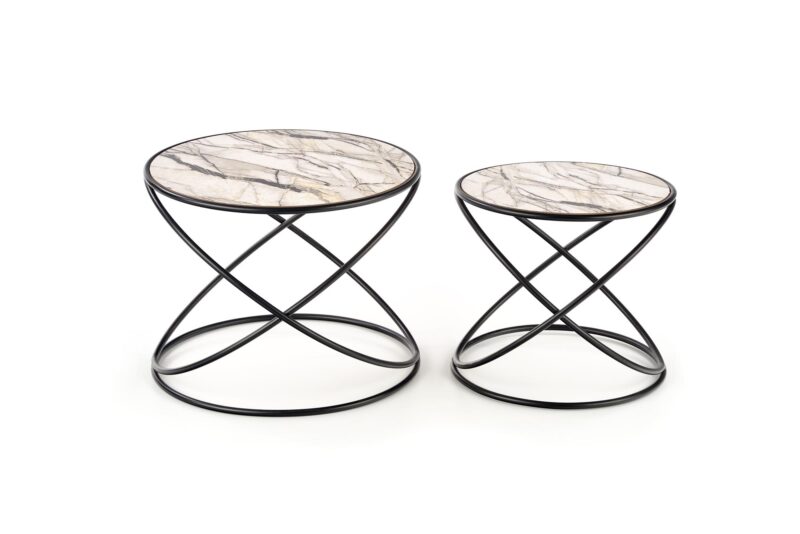 Kohvilaua komplekt SUSMAR, valge marmor / must