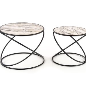 Kohvilaua komplekt SUSMAR, valge marmor / must