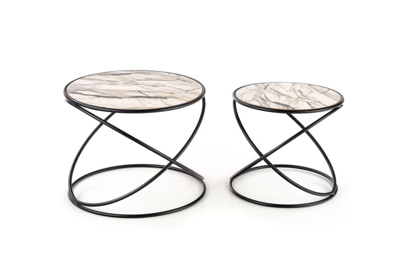 Kohvilaua komplekt SUSMAR, valge marmor / must