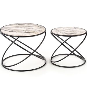 Kohvilaua komplekt SUSMAR, valge marmor / must