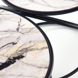 Kohvilaua komplekt SUSMAR, valge marmor / must