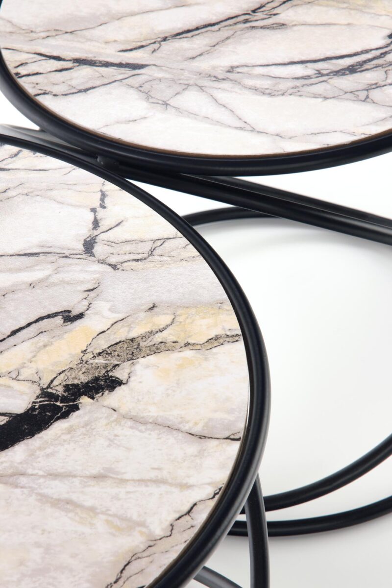 Kohvilaua komplekt SUSMAR, valge marmor / must