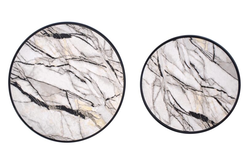 Kohvilaua komplekt SUSMAR, valge marmor / must