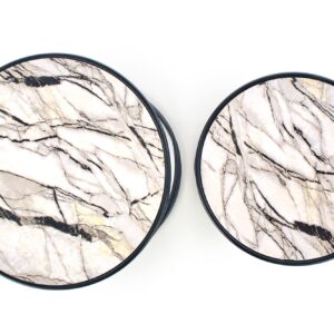 Kohvilaua komplekt SUSMAR, valge marmor / must