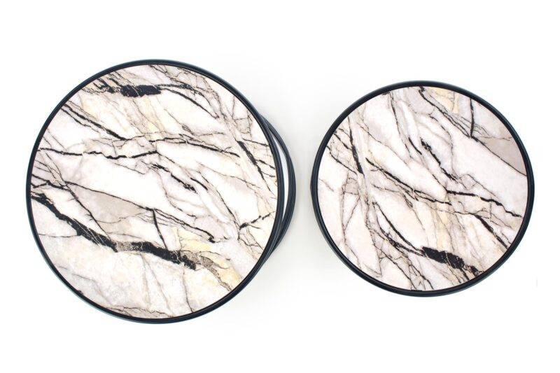 Kohvilaua komplekt SUSMAR, valge marmor / must