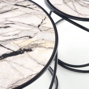 Kohvilaua komplekt SUSMAR, valge marmor / must