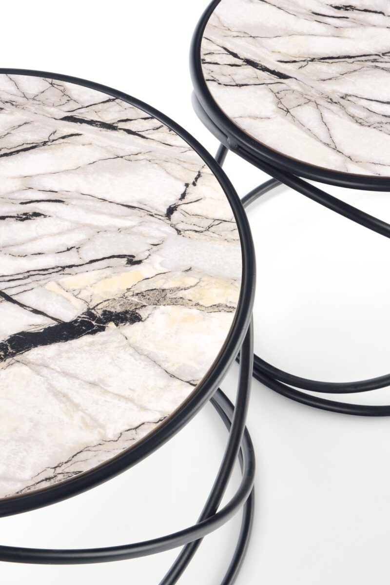 Kohvilaua komplekt SUSMAR, valge marmor / must