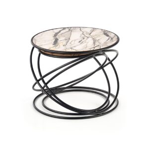 Kohvilaua komplekt SUSMAR, valge marmor / must