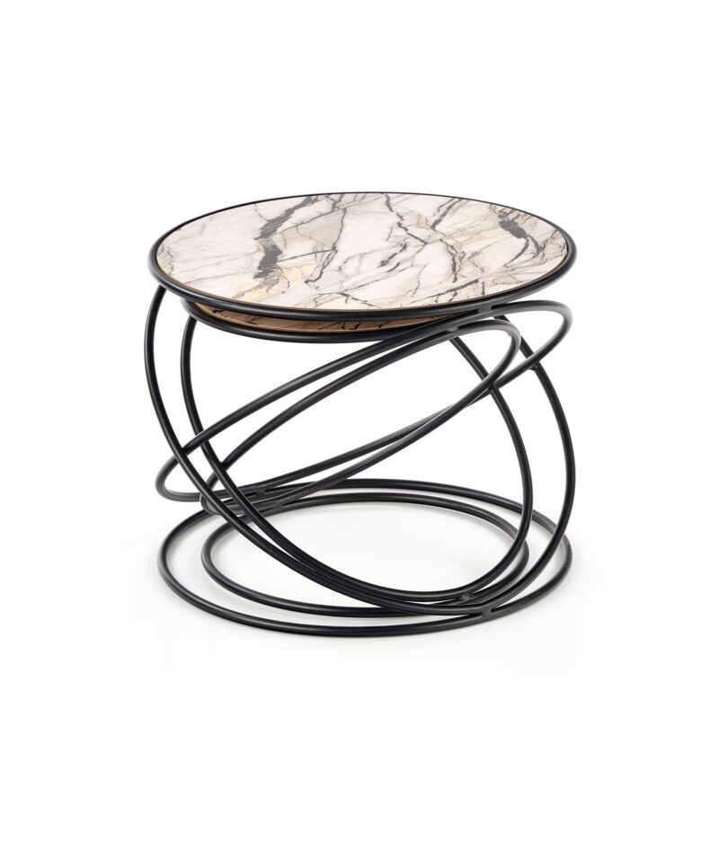 Kohvilaua komplekt SUSMAR, valge marmor / must