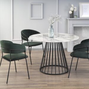 Söögilaud AURTESSA, valge marmor / must