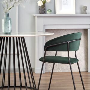 Söögilaud AURTESSA, valge marmor / must